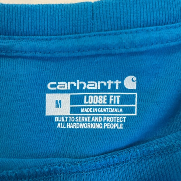 Carhartt Men’s Blue Long Sleeve T-Shirt Loose Fit Logo Sleeve Size M - Picture 6 of 8